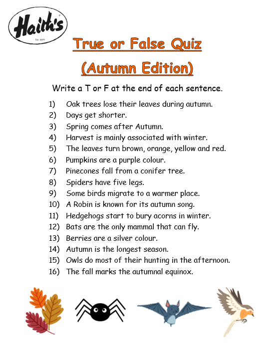 Autumn nature quiz PDF.