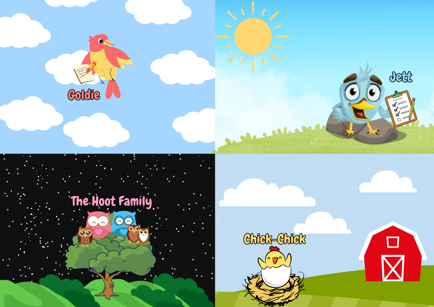 Graphic of Family and Education birds.