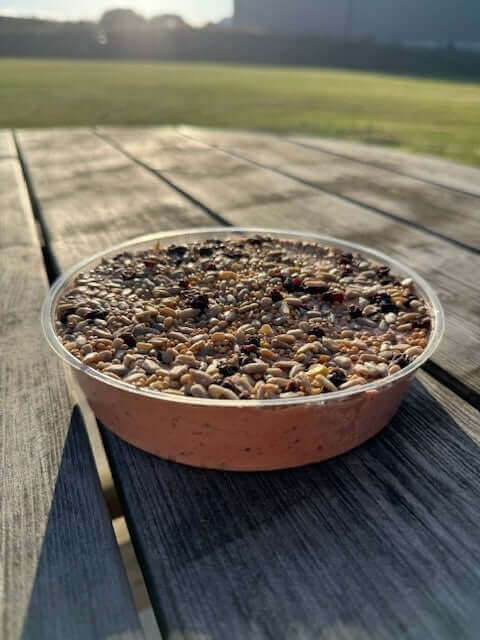 Berry suet cookie  is a high energy treat for the garden birds, simply take the  cookie out of the container and place on a bird table.