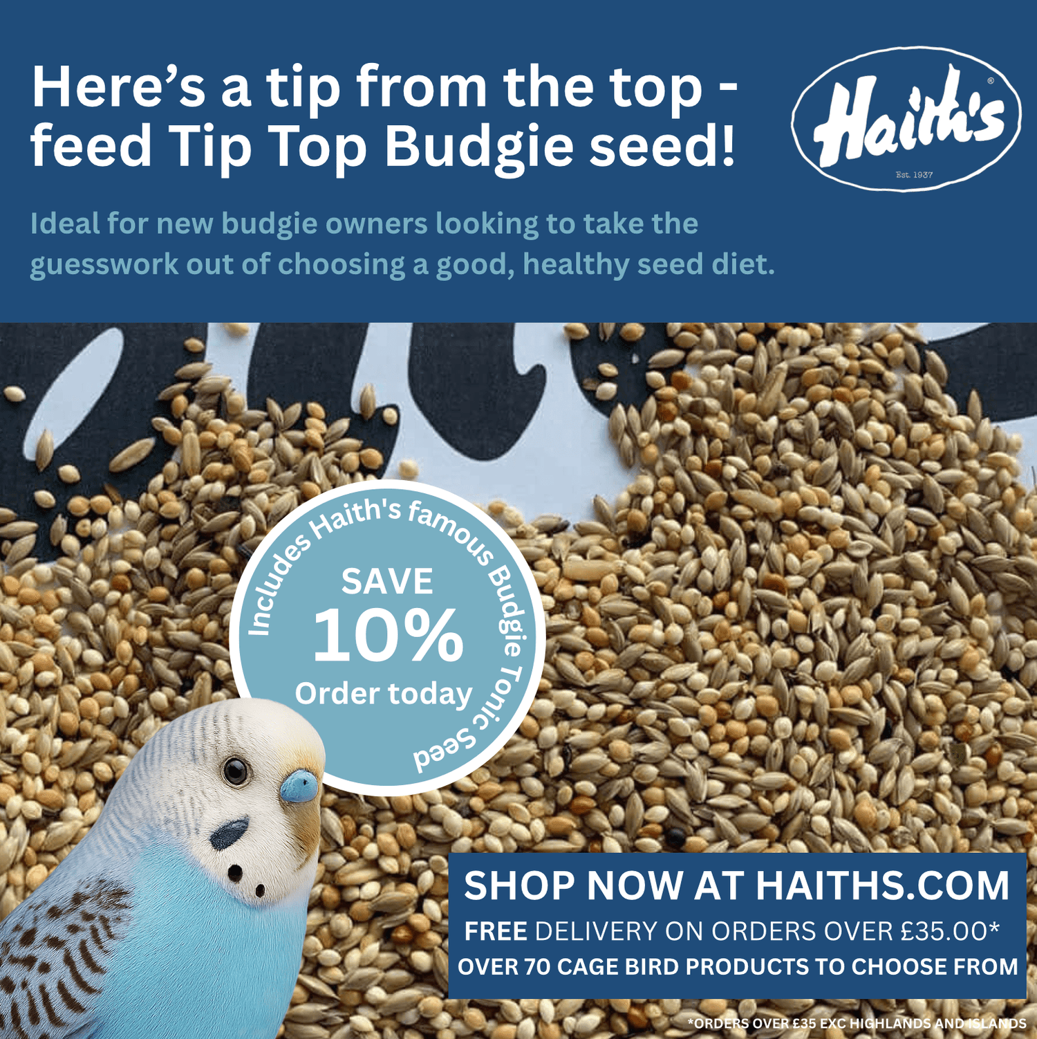 Tip Top Budgie Seed with Budgie Tonic - Haith's