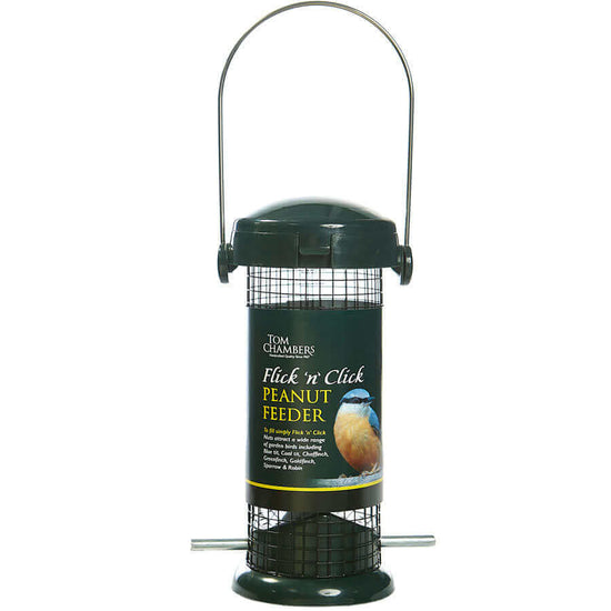 Two perch peanut feeder with easy flick & click lid. Made from strong plastic mesh.
