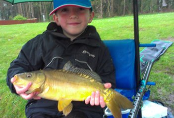 Oliver's first ever mirror carp - Haith's