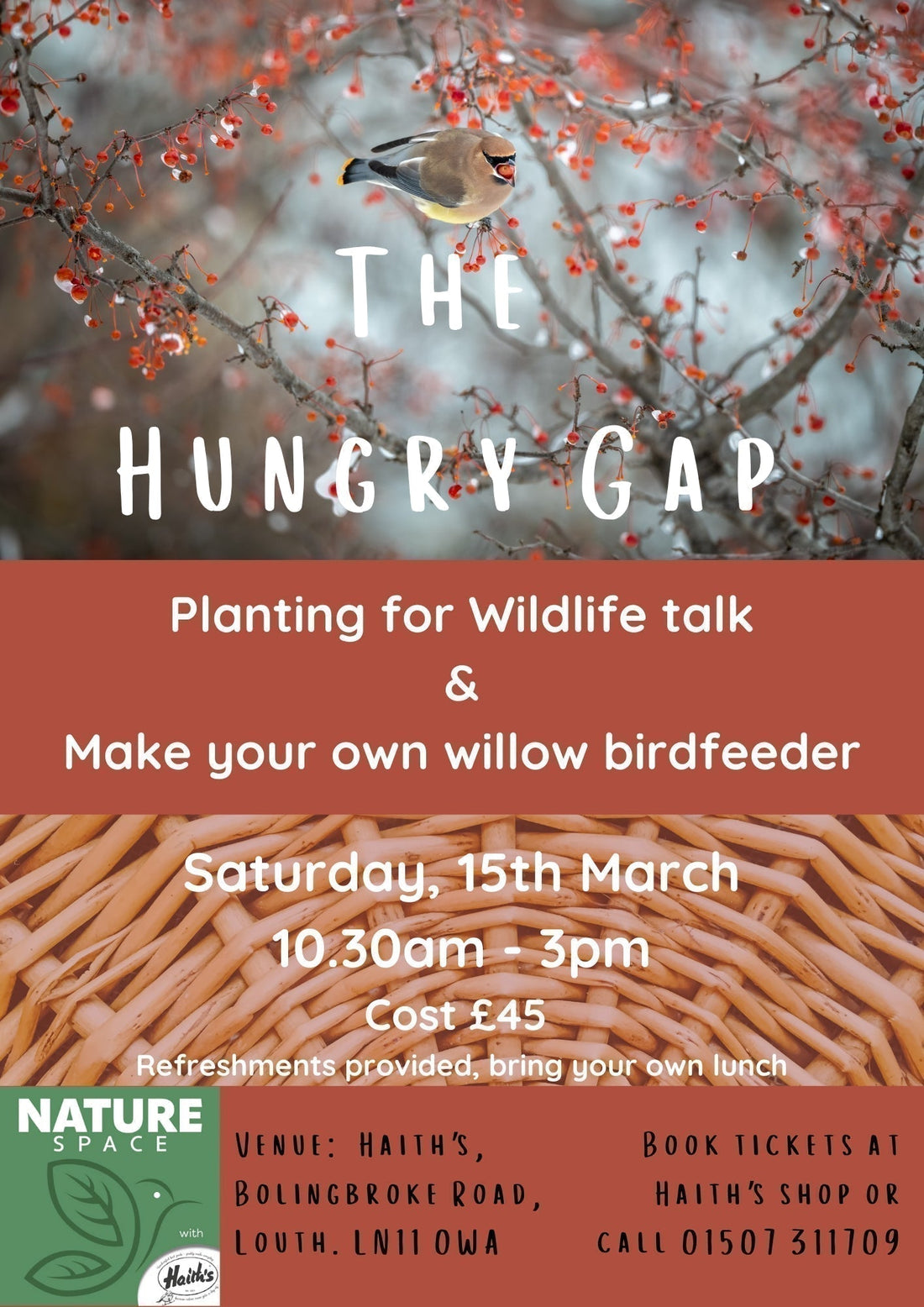 The Hungry Gap -  Planting for Wildlife talk & Make your own willow birdfeeder with Hannah and Martin Woods - Haith's