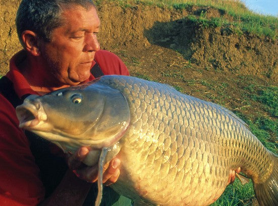 Ken Townley holding a large carp