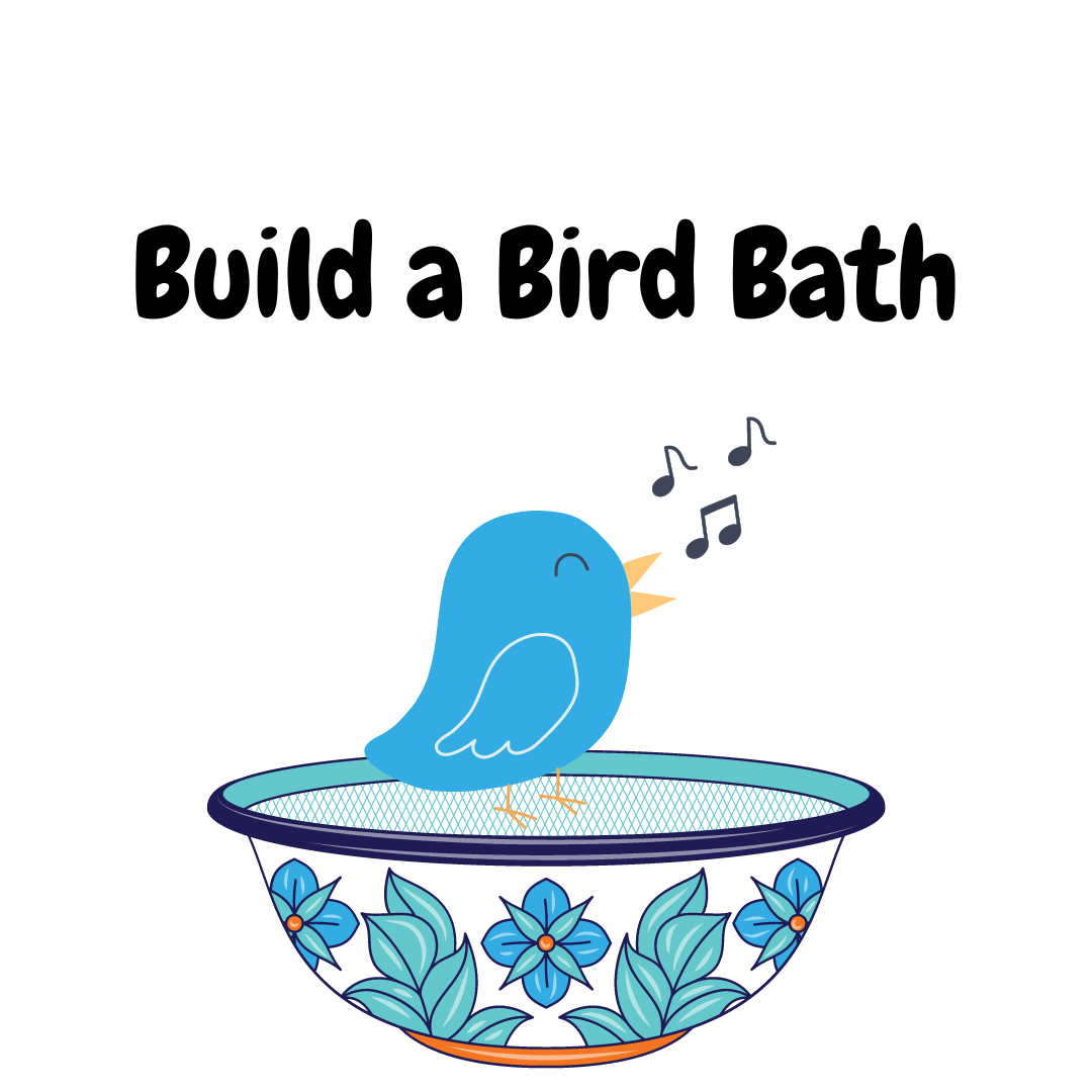 Blue bird singing in a bath graphic.