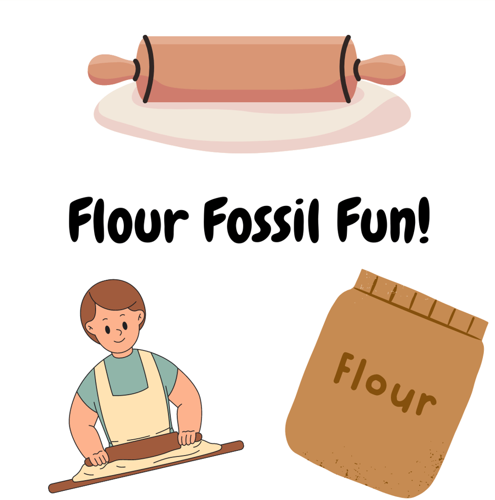 Rolling pin and flour graphic.