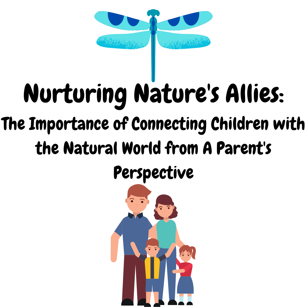 Family with a blue dragon fly graphic.