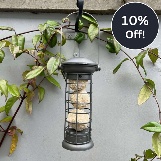 Pewter Flick 'n' Click Metal Fat Ball Bird Feeder