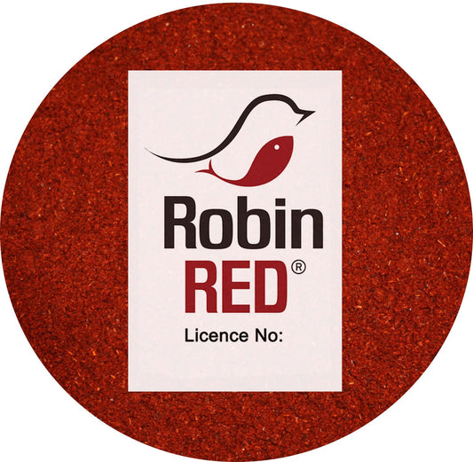 Robin Red® (HB) Colour Food logo - a vibrant red bird colouring agent. 