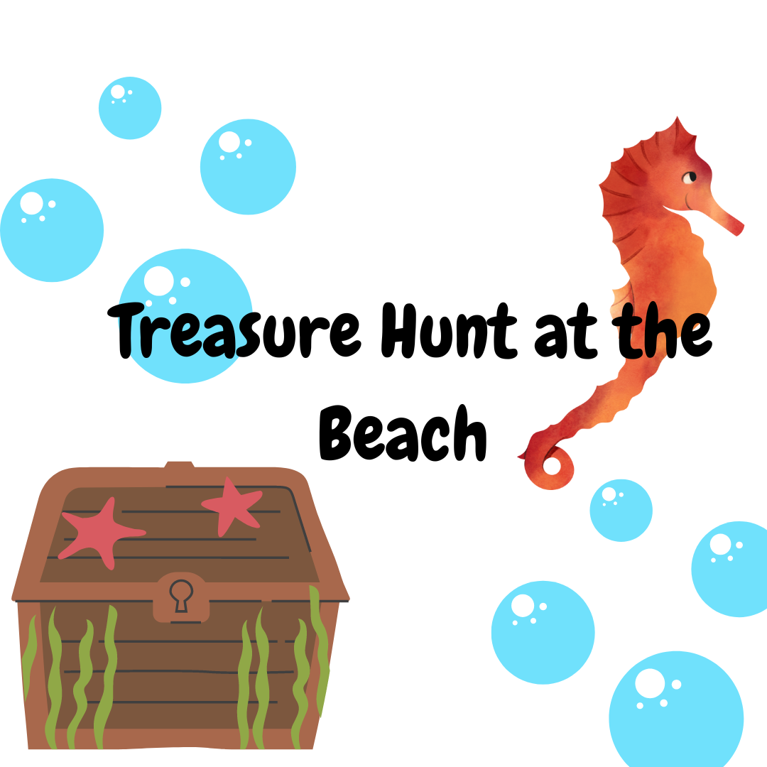 Seahorse in the ocean graphic.