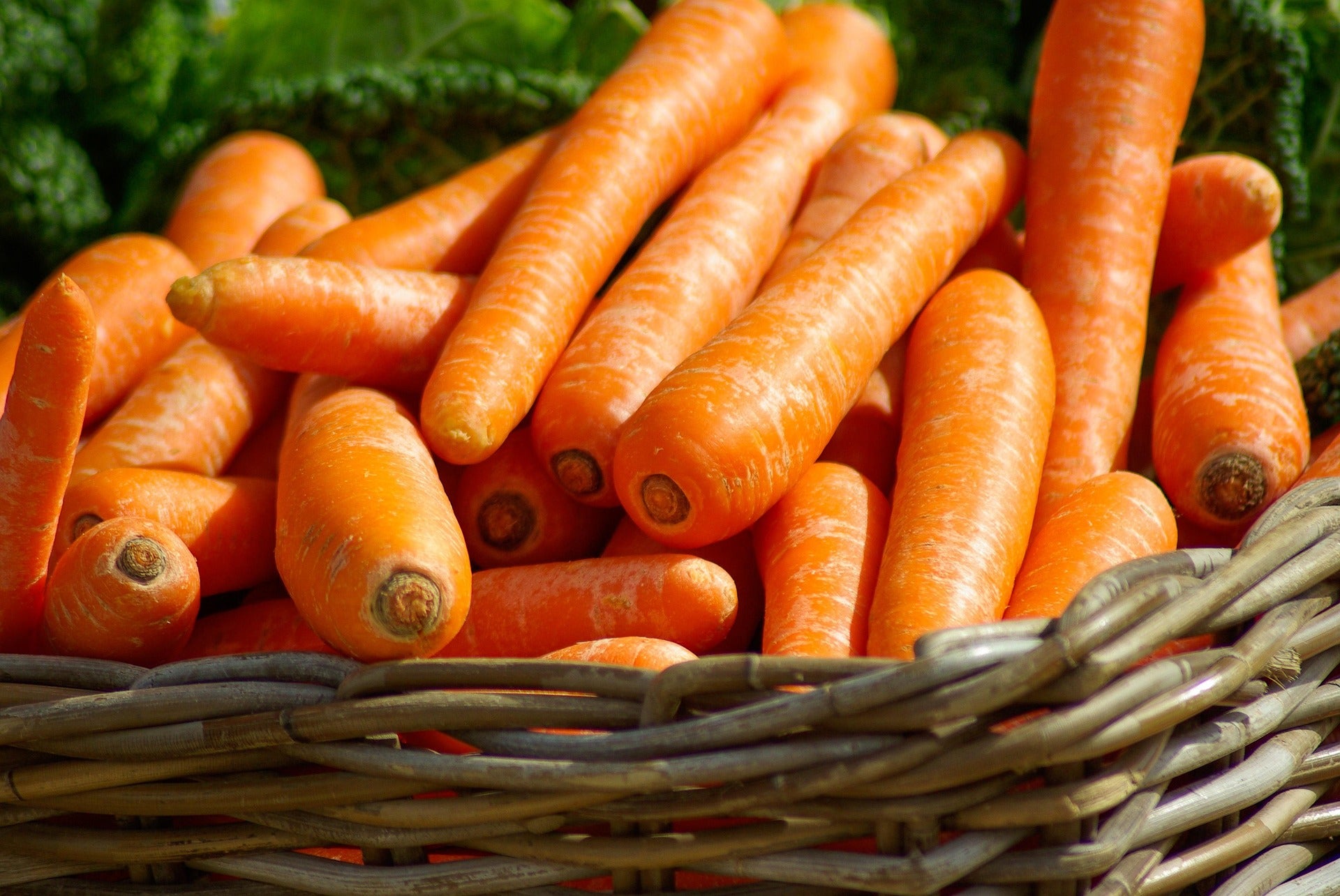 Basket of carrots with a natural background
