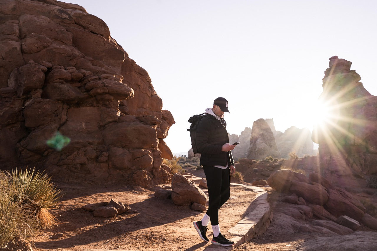 man hiking 