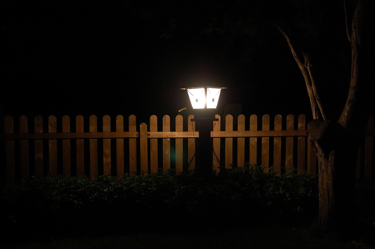 lit lantern at night