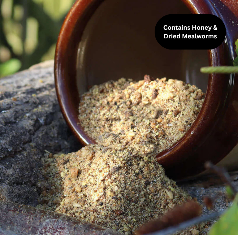 brown container with bird seed 
