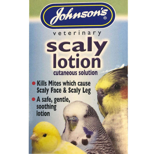 Scaly Lotion is a safe, gentle, soothing lotion for treatment of Scaly Face & Scaly Leg in Cage Birds.