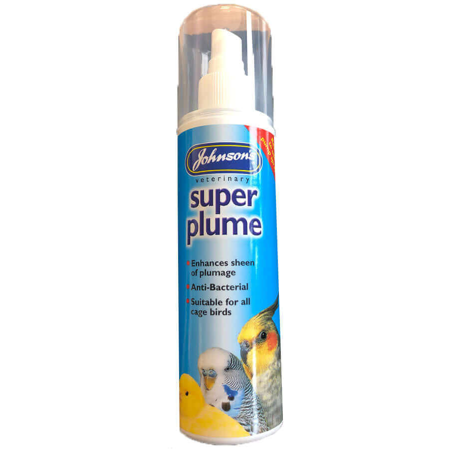 Super Plume Spray enhances the sheen of plumage, it's anti-bacterial and suitable for all cage birds.