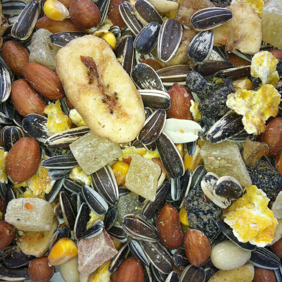 Parrot Fruit & Nut Mix is an excellent extra treat packed with large sunflower seeds, pineapple core, papaya, micronized maize, raisins, banana chips, and other nutritious ingredients.