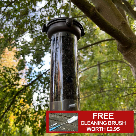 Pewter Flick 'n' Click Metal Niger Feeder With FREE Cleaning Brush