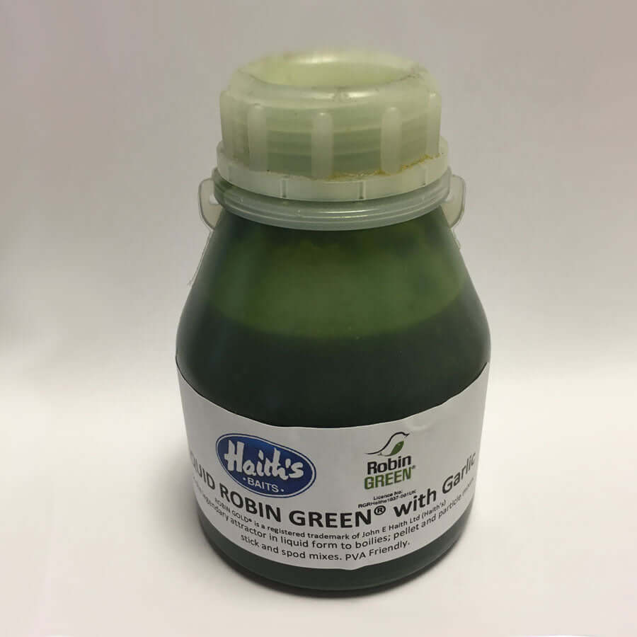 Liquid Robin Green® with Spirulina and Garlic has been designed to complement and enhance Haith's range of fishing baits.