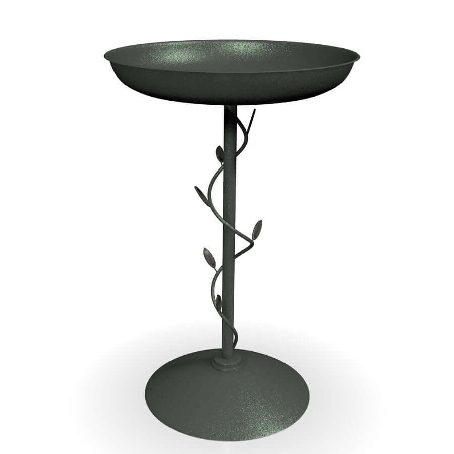 Aesthetic bird bath with a deep dish on the top, perfect for drinking and cleaning. 