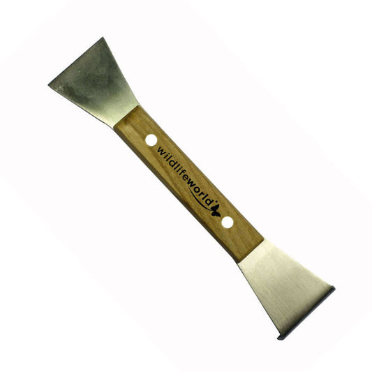 A double-ended metal bird scraper, available from Haith's.