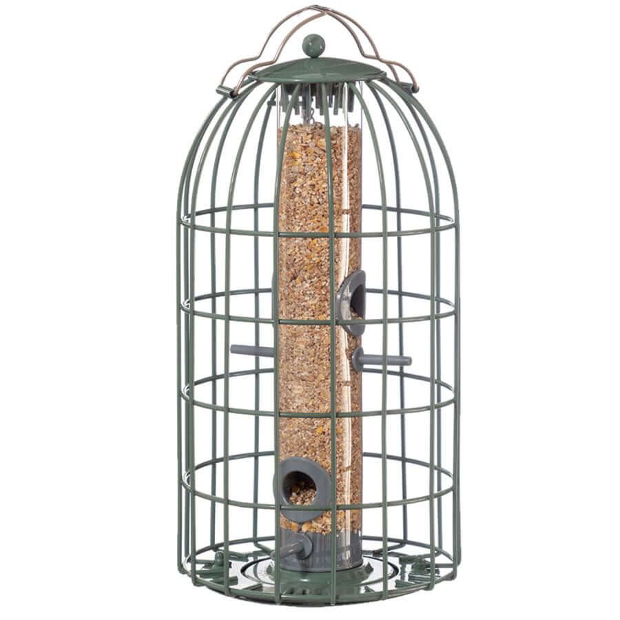 The award-winning British-designed Nuttery seed bird feeder and the protective cage has been a favourite with the bird feeding public for many years.