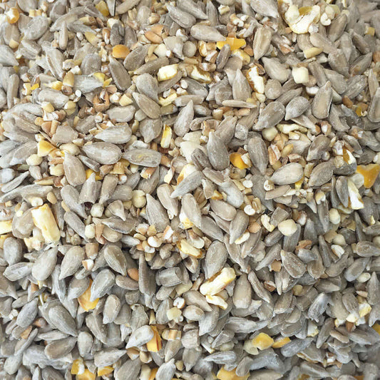 Mixture contains Sunflower Hearts, Pinhead Oatmeal, Oystershell Grit