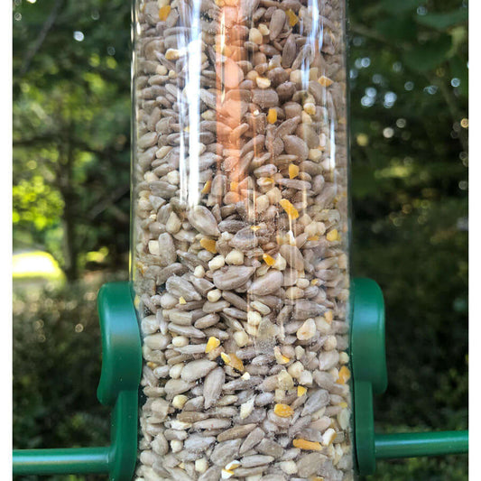 One for All bird seed mix is great for tubular seed feeders and scattering on a bird table